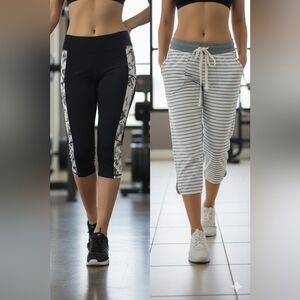 LNWT 2 SONOMA GRAY&WHITE Striped Ankle Length➕ACX BLACKwithPATTERNED INSERTS SxM